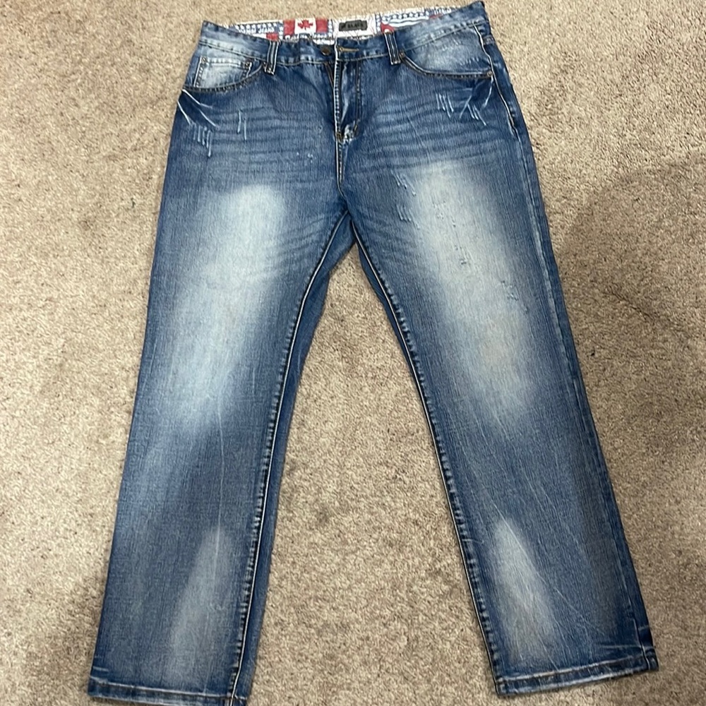 Black Denim Jeans, Relaxed/Straight, Size 38